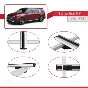 Kia Carnival (KA4) 2021-2023 Arası ile uyumlu Basic Model Ara Atkı Tavan Barı GRİ 3 ADET thumb 4