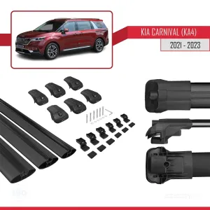 Kia Carnival (KA4) 2021-2023 Arası ile uyumlu ACE-1 Ara Atkı Tavan Barı SİYAH 3 ADET BAR thumb 5