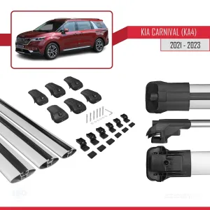 Kia Carnival (KA4) 2021-2023 Arası ile uyumlu ACE-1 Ara Atkı Tavan Barı GRİ 3 ADET BAR thumb 5