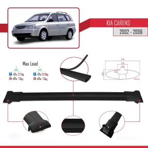 Kia Carens 2002-2006 Arası ile Uyumlu FLY Model Ara Atkı Tavan Barı SİYAH 3 ADET BAR thumb 4