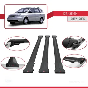Kia Carens 2002-2006 Arası ile Uyumlu FLY Model Ara Atkı Tavan Barı SİYAH 3 ADET BAR thumb 5