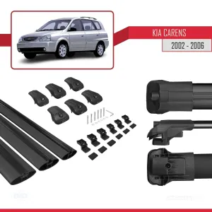 Kia Carens 2002-2006 Arası ile uyumlu ACE-1 Ara Atkı Tavan Barı SİYAH 3 ADET BAR thumb 5