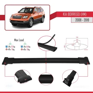 Kia Borrego (HM) 2008-2019 Arası ile Uyumlu FLY Model Ara Atkı Tavan Barı SİYAH 3 ADET BAR thumb 4