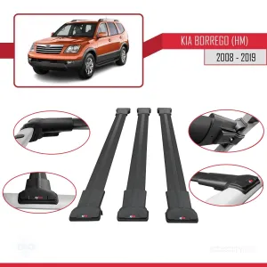 Kia Borrego (HM) 2008-2019 Arası ile Uyumlu FLY Model Ara Atkı Tavan Barı SİYAH 3 ADET BAR thumb 5