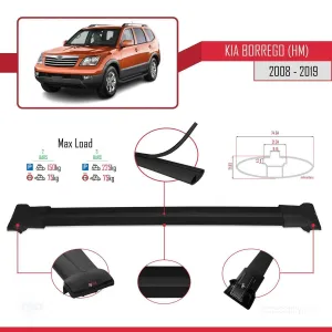 Kia Borrego (HM) 2008-2019 Arası ile Uyumlu FLY Model Ara Atkı Tavan Barı SİYAH thumb 4