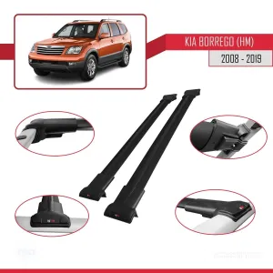 Kia Borrego (HM) 2008-2019 Arası ile Uyumlu FLY Model Ara Atkı Tavan Barı SİYAH thumb 5