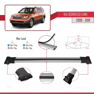 Kia Borrego (HM) 2008-2019 Arası ile Uyumlu FLY Model Ara Atkı Tavan Barı GRİ 3 ADET BAR thumb 4