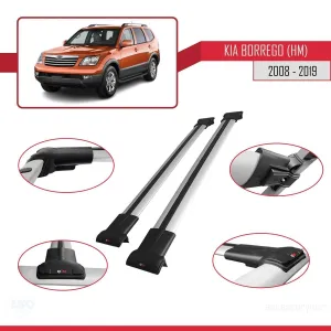 Kia Borrego (HM) 2008-2019 Arası ile Uyumlu FLY Model Ara Atkı Tavan Barı GRİ thumb 5