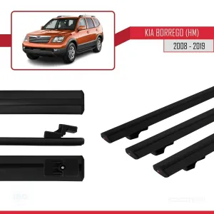 Kia Borrego (HM) 2008-2019 Arası ile uyumlu Basic Model Ara Atkı Tavan Barı SİYAH 3 ADET thumb 3