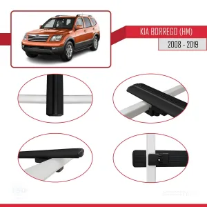 Kia Borrego (HM) 2008-2019 Arası ile uyumlu Basic Model Ara Atkı Tavan Barı SİYAH 3 ADET thumb 4
