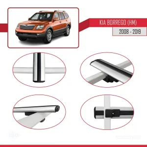 Kia Borrego (HM) 2008-2019 Arası ile uyumlu Basic Model Ara Atkı Tavan Barı GRİ 3 ADET thumb 4