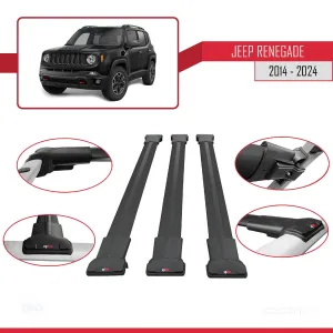 Jeep Renegade 2014 ve Sonrası ile Uyumlu FLY Model Ara Atkı Tavan Barı SİYAH 3 ADET BAR thumb 5
