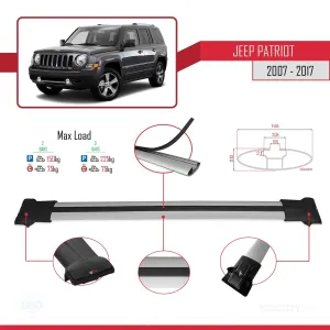 Jeep Patriot 2007-2017 Arası ile uyumlu FLY Model Ara Atkı Tavan Barı GRİ thumb 4