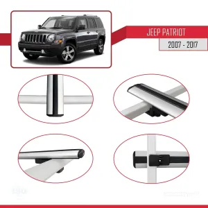 Jeep Patriot 2007-2017 Arası ile uyumlu Basic Model Ara Atkı Tavan Barı GRİ 3 ADET thumb 4