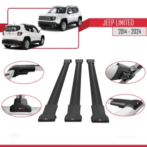Jeep Limited 2014 ve Sonrası ile uyumlu FLY Model Ara Atkı Tavan Barı SİYAH  3 ADET thumb 5
