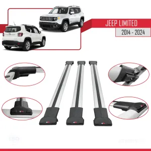 Jeep Limited 2014 ve Sonrası ile uyumlu FLY Model Ara Atkı Tavan Barı GRİ  3 ADET thumb 5