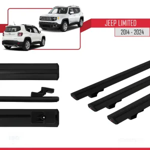 Jeep Limited 2014 ve Sonrası ile uyumlu Basic Model Ara Atkı Tavan Barı SİYAH  3 ADET thumb 3