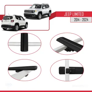 Jeep Limited 2014 ve Sonrası ile uyumlu Basic Model Ara Atkı Tavan Barı SİYAH  3 ADET thumb 4