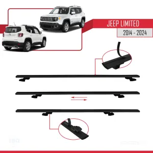 Jeep Limited 2014 ve Sonrası ile uyumlu Basic Model Ara Atkı Tavan Barı SİYAH  3 ADET thumb 5