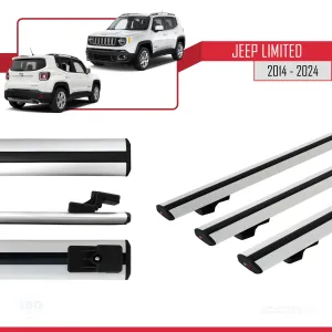 Jeep Limited 2014 ve Sonrası ile uyumlu Basic Model Ara Atkı Tavan Barı GRİ  3 ADET thumb 3