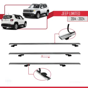 Jeep Limited 2014 ve Sonrası ile uyumlu Basic Model Ara Atkı Tavan Barı GRİ  3 ADET thumb 5