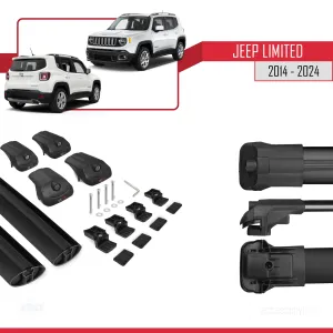 Jeep Limited 2014 ve Sonrası ile uyumlu ACE-1 Ara Atkı Tavan Barı SİYAH thumb 5