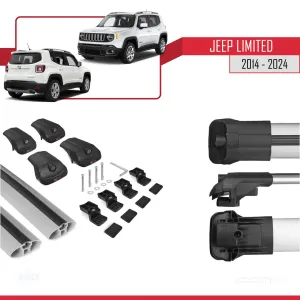 Jeep Limited 2014 ve Sonrası ile uyumlu ACE-1 Ara Atkı Tavan Barı GRİ thumb 5