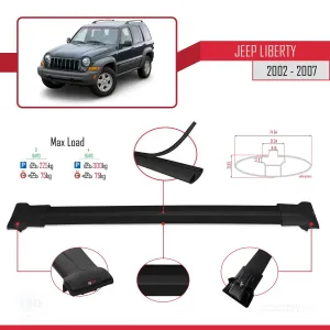 Jeep Liberty 2002-2007 Arası ile Uyumlu FLY Model Ara Atkı Tavan Barı SİYAH 3 ADET BAR thumb 4