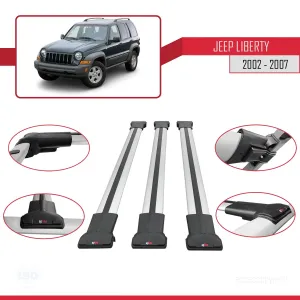 Jeep Liberty 2002-2007 Arası ile Uyumlu FLY Model Ara Atkı Tavan Barı GRİ 3 ADET BAR thumb 5