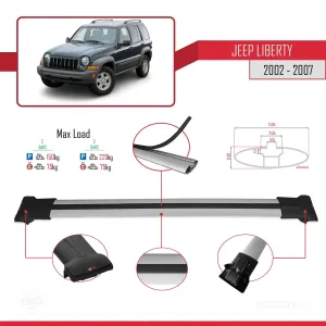Jeep Liberty 2002-2007 Arası ile uyumlu FLY Model Ara Atkı Tavan Barı GRİ thumb 4