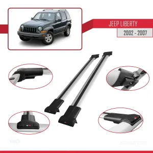 Jeep Liberty 2002-2007 Arası ile uyumlu FLY Model Ara Atkı Tavan Barı GRİ thumb 5