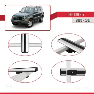 Jeep Liberty 2002-2007 Arası ile uyumlu Basic Model Ara Atkı Tavan Barı GRİ 3 ADET thumb 4