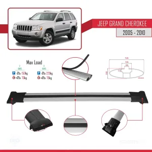 Jeep Grand Cherokee 2005-2010 Arası ile uyumlu FLY Model Ara Atkı Tavan Barı GRİ thumb 4