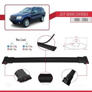 Jeep Grand Cherokee 1999-2005 Arası ile uyumlu FLY Model Ara Atkı Tavan Barı SİYAH thumb 4
