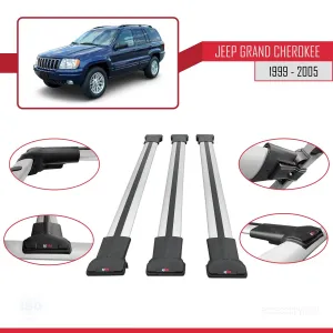 Jeep Grand Cherokee 1999-2005 Arası ile Uyumlu FLY Model Ara Atkı Tavan Barı GRİ 3 ADET BAR thumb 5