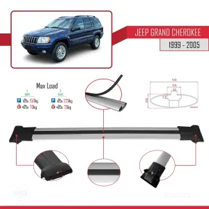 Jeep Grand Cherokee 1999-2005 Arası ile uyumlu FLY Model Ara Atkı Tavan Barı GRİ thumb 4