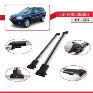 Jeep Grand Cherokee 1999-2005 Arası ile uyumlu FLY Model Ara Atkı Tavan Barı GRİ thumb 5