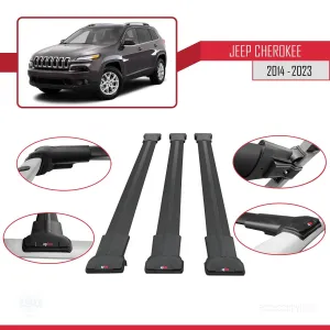 Jeep Cherokee (KL) 2014-2023 Arası ile Uyumlu FLY Model Ara Atkı Tavan Barı SİYAH 3 ADET BAR thumb 5