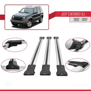 Jeep Cherokee (KJ) 2002-2007 Arası ile Uyumlu FLY Model Ara Atkı Tavan Barı GRİ 3 ADET BAR thumb 5