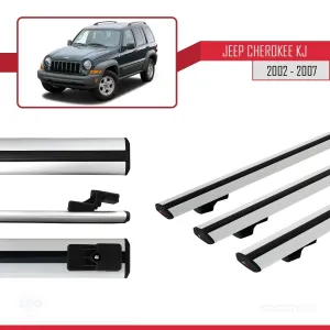 Jeep Cherokee (KJ) 2002-2007 Arası ile uyumlu Basic Model Ara Atkı Tavan Barı GRİ 3 ADET thumb 3