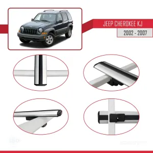 Jeep Cherokee (KJ) 2002-2007 Arası ile uyumlu Basic Model Ara Atkı Tavan Barı GRİ 3 ADET thumb 4
