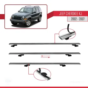 Jeep Cherokee (KJ) 2002-2007 Arası ile uyumlu Basic Model Ara Atkı Tavan Barı GRİ 3 ADET thumb 5