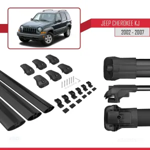 Jeep Cherokee (KJ) 2002-2007 Arası ile uyumlu ACE-1 Ara Atkı Tavan Barı SİYAH 3 ADET BAR thumb 5