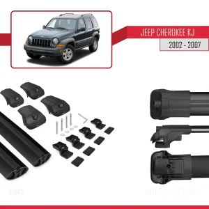 Jeep Cherokee (KJ) 2002-2007 Arası ile uyumlu ACE-1 Ara Atkı Tavan Barı SİYAH thumb 5