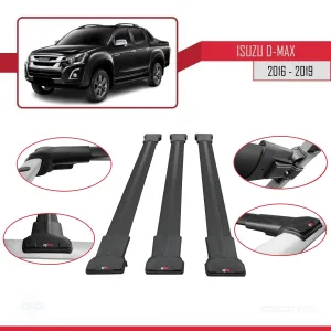 Isuzu D-Max 2016-2019 Arası ile Uyumlu FLY Model Ara Atkı Tavan Barı SİYAH 3 ADET BAR thumb 5