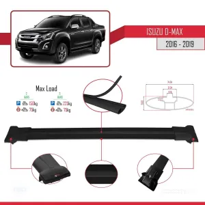 Isuzu D-Max 2016-2019 Arası ile Uyumlu FLY Model Ara Atkı Tavan Barı SİYAH thumb 4