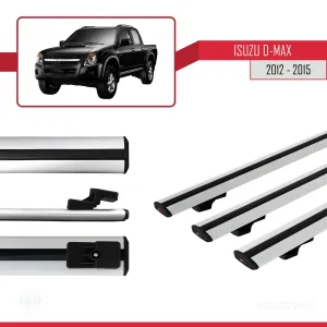 Isuzu D-Max 2012-2015 ile uyumlu Basic Model Ara Atkı Tavan Barı GRİ 3 ADET thumb 3