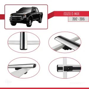 Isuzu D-Max 2012-2015 ile uyumlu Basic Model Ara Atkı Tavan Barı GRİ 3 ADET thumb 4