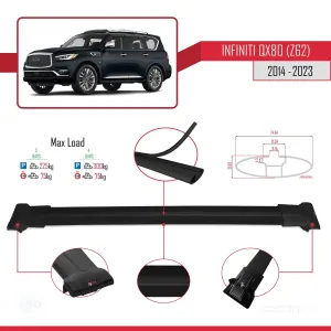 Infiniti QX80 Z62 2014-2023 Arası ile uyumlu FLY Model Ara Atkı Tavan Barı SİYAH 3 ADET BAR thumb 4