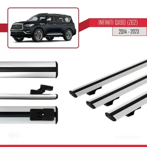 Infiniti QX80 Z62 2014-2023 Arası ile uyumlu Basic Model Ara Atkı Tavan Barı GRİ 3 ADET thumb 3